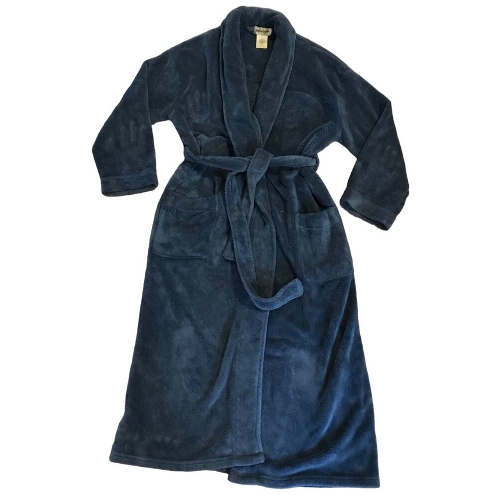 Pierre Cardin Bathrobe Plush Blue Size Small 48" Long
